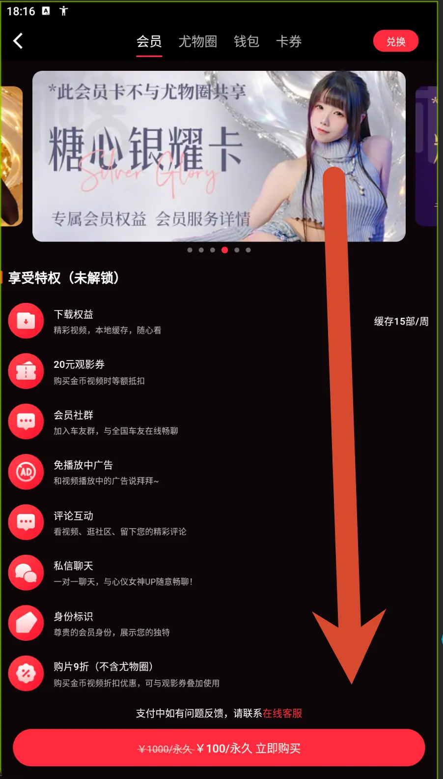 糖心银耀卡会员价格界面示例