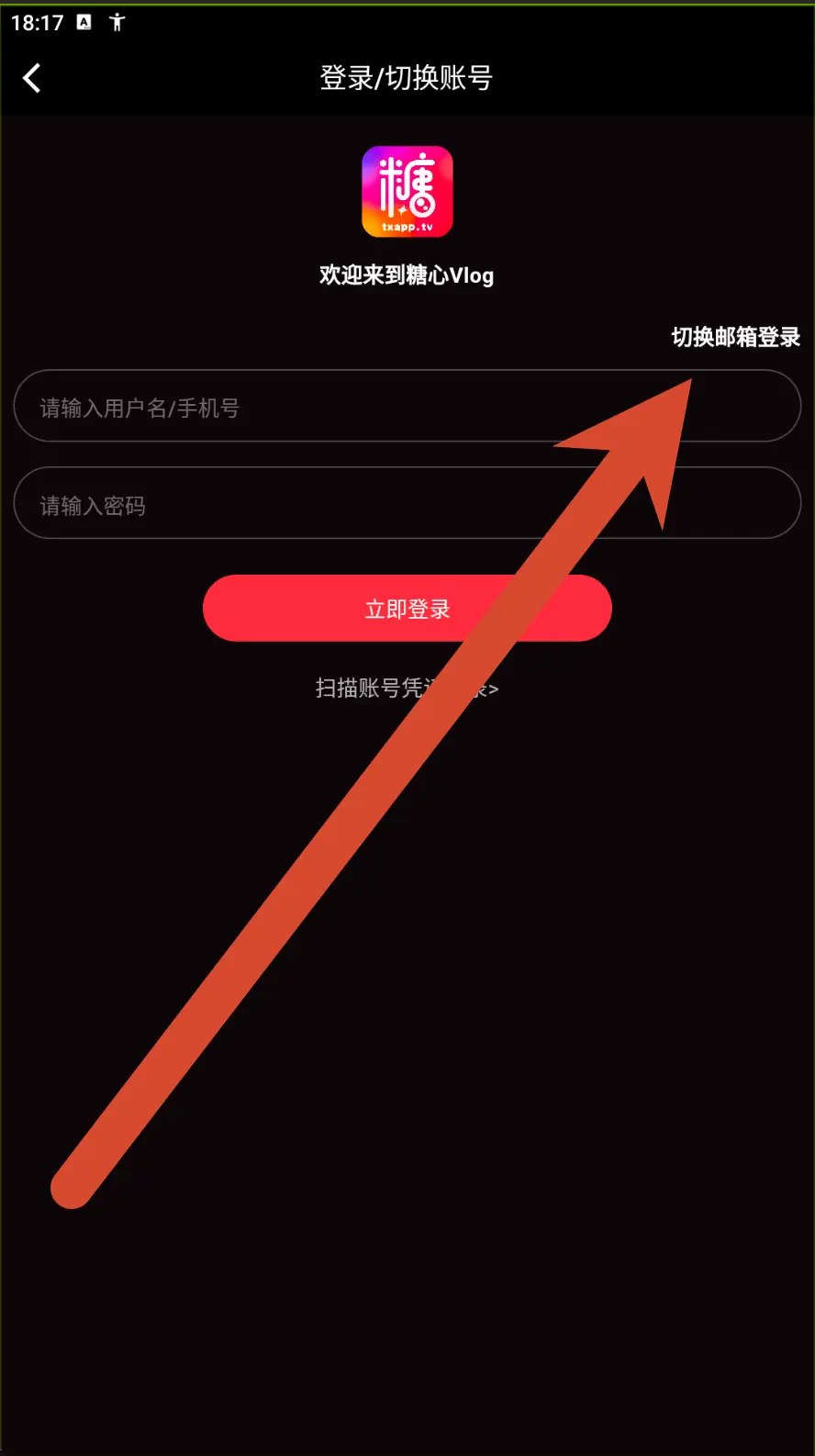 糖心Vlog账号密码登录界面示例
